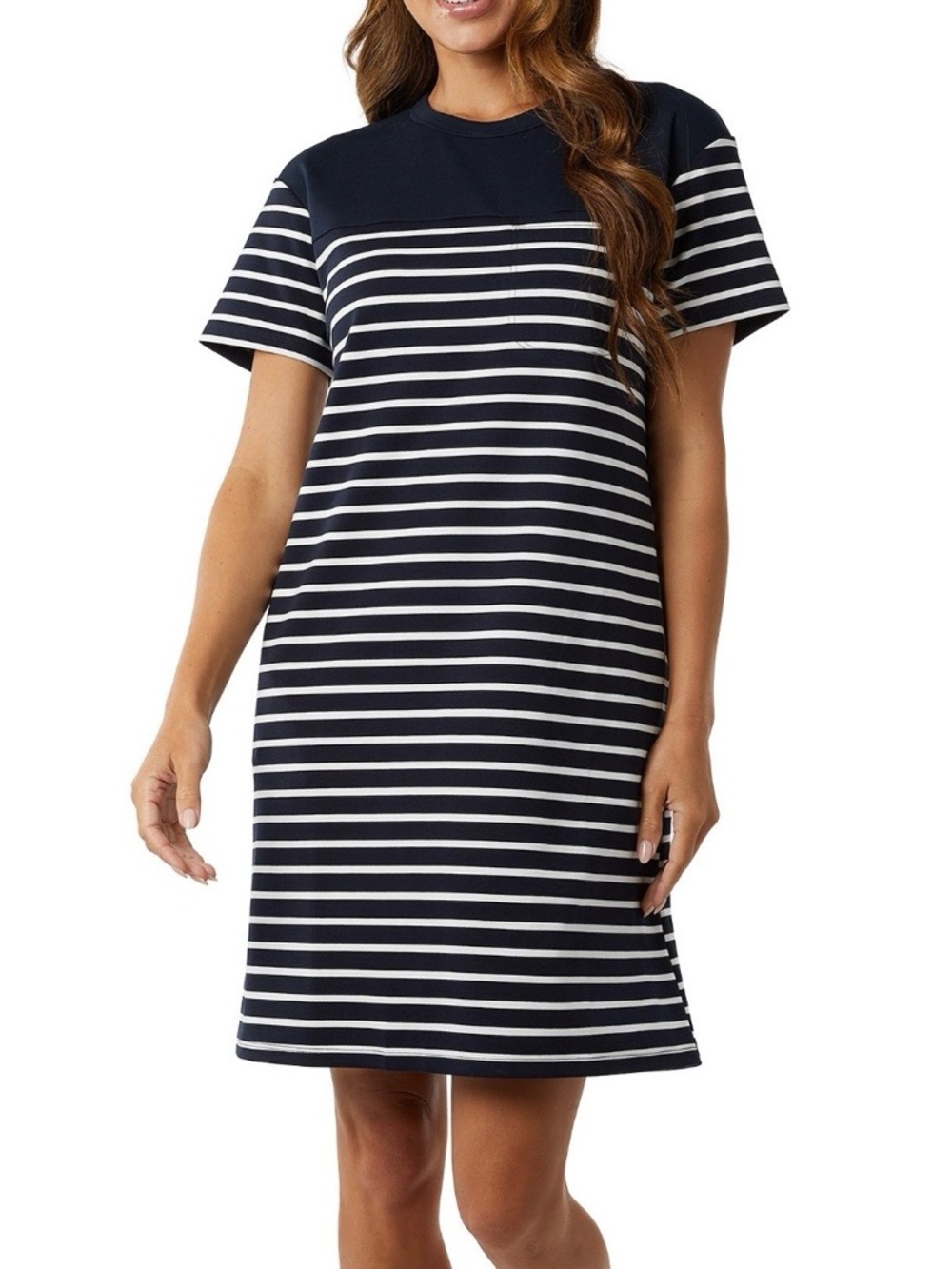 32 Degrees Navy and White Striped Dress